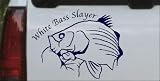 White Bass Slayer Hunting And Fishing Car Window Wall Laptop Decal Sticker -- Navy 6in X 4.6in
