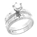 Cheap 14K Engagement Ring 1ctw CZ Cubic Zirconia Solitaire Ring Set White Gold Ring On Sale