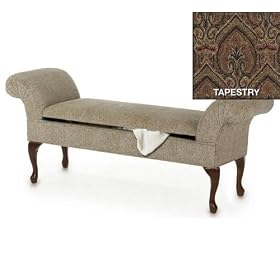 Delmar 59 Wide Rolled - arm Storage Bench, 59W W O SKIRT, TAPESTRY