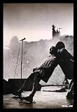 Pearl Jam On Stage Eddie Vedder Art Gold Wood-Mounted Poster Print - 24 X 36
