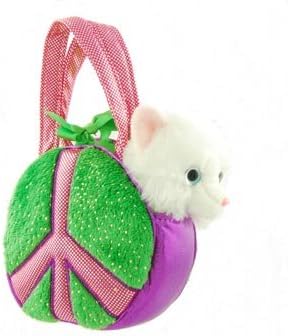 Fancy Pet Pal Kitten Cat with Embroidered Peace Carrier Purse Hand Bag