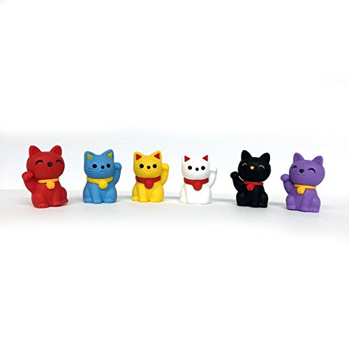 6pcs Japanese Iwako Erasers-Lucky Cat (Welcome Cat)