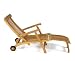 Grade A Teak Steamer Chair With Wheels and Green Cushion