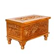 Handmade Asian Furniture - 23" Royal Elephant Design Raised Wood Storage Chest / Coffee Table