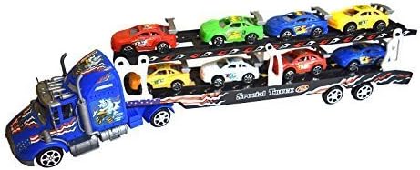 Semi Truck With Trailer Carrying 8 Cars, Friction Powered, Brand New by Envo Toys