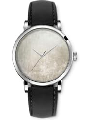 SPRAWL Aanalog Fashion Series Silver Ladies Watches of Genuine Black Leather Strap,Unique Wrist Watch for Women Girls Designed with Texture of a gray wall