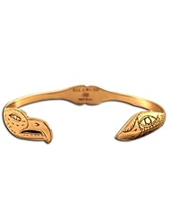 14K Yellow Gold Northwest Coast Native American Lovebirds Bracelet. Made in USA.