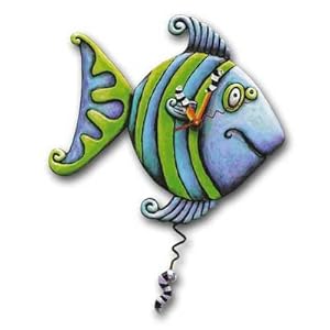 Kitchen Wall Ideas on Amazon Com  Blue Fish Wall Clock By Allen Designs  Home   Kitchen