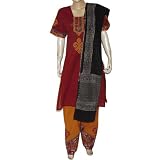 Spring Fashion Trend Salwar Suits Printed Embroidered Cotton Multicolored Size L (slk381b)