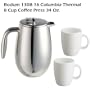 Bodum 130816 Columbia Thermal 8 Cup Coffee Press 34 Oz. With Two Bodum Bistro White Porcelain 12oz. Coffee Mug