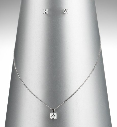 Princess Cut Cubic Zirconia Necklace & Earrings Set