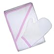 Tadpoles Organic Cotton Hooded Towel and Mitt - Pink Trim