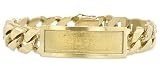 Men's 14K Solid Gold Curb Link Framed ID Bracelet. 17.3mm