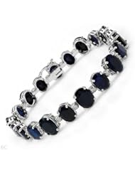 14K White Gold 36.09 CTW Sapphire and 1.46 CTW Color I-J I1-I2 Diamond Ladies Bracelet. Length 7.25 in. Total Item weight 19.2 g.