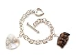 Sterling Silver Bracelet with Russet Wolf Charm and Crystal Heart Charm