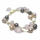 14k Rose Quartz & Pearl Bracelet