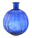 Espana 16.5 Inch Tall Decorative Striped Glass Vase, Blue