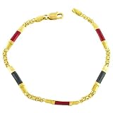 Colorful Enamel Station 14 Karat Yellow Gold Bismark Bracelet 7 Inch