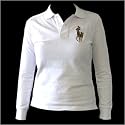 NEW Ladies Ralph Lauren Skinny Long Sleeve Polo Shirt White
