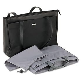 UNITED STATES LUGGAGE Ladies Laptop Tote with Shoe Bag, Nylon, 16 3/4 x 2-3/4 x 12, Black