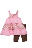 BT Kids Infant Girls Cute Pink Brown Plaid Sleeveless Outfit Set 18M