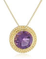 Sterling Silver Yellow Plated Round Gemstone Pendant Necklace (3.30 cttw)