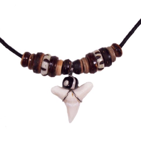Real Shark Tooth Necklace (White Beads)