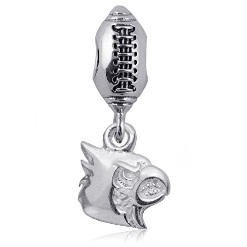 NCAA Louisville Cardinals .925 Sterling Silver Football Charm Bead, Louisville Jewelry