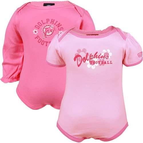 Gerber Miami Dolphins Infant Girls Pink Flower Power 2-Pack Creeper Set (3-6 Months)