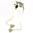 Winter Knit Husky Dog Puppy Animal Trooper Trapper Lined Ski Pom Pom with Tail Hat Cap