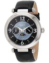 Burgi Womens BU43BK Round Swiss Quartz Diamond Classic Stainless Steel Day Date Watch