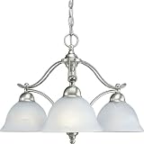 Progress Lighting P4070-09 3-Light Chandelier with Swirled Alabaster Glass, Brushed Nickel