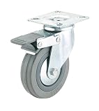 Steelex D2599 4-Inch 175-Pound Swivel Double Lock Rubber Plate Caster, Gray