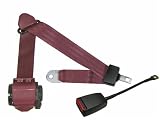 3-Point Retractable Lap & Shoulder Seat Belt, Maroon, with End Release Buckle