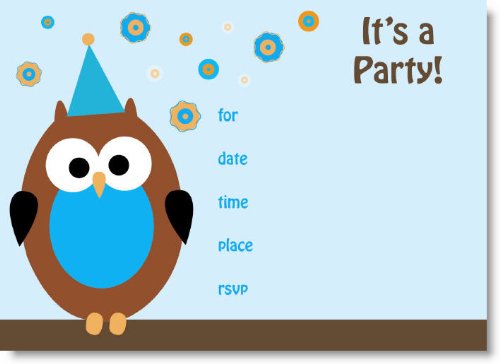 Boy Owl Fill-In Birthday Party Invitations