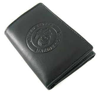 US Marines Black Cowhide Leather Trifold Wallet US Marines Black Cowhide Leather Trifold Wallet