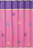 Purple Groovy Peace Sign Kids Bathroom Fabric Bath Shower Curtain