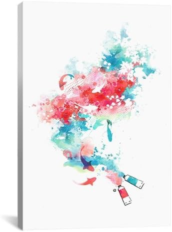 Morewonders fashion design 9729 Koi Watercolor Life by Budi Satria Kwan Canvas Print, 12 by 8-Inch, 0.75-Inch Deep