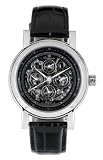 Burgmeister Alexandria BM129-122 Automatik Uhr schwarzes Zifferblatt/skelettiert Datum/Tag/Monat/24h schwarzes Lederarmband