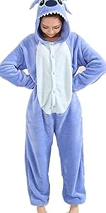 Angelina Unisex Plush Animal Onesies Pajamas #91158 Small Blue Stitch