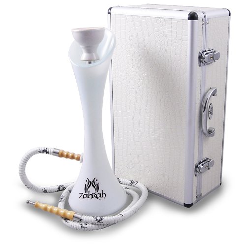 The White Glass wave Hookah with Exclusive Case Unique Modern Hookah