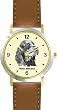 Gordon Setter (SC) Dog - WATCHBUDDY&reg; DESIGNER DELUXE TWO-TONE THEME WATCH - Arabic Numbers-SAND & SOIL STYLE - Pale Yellow Dial with Brown Leather Strap-Women's Size-Small