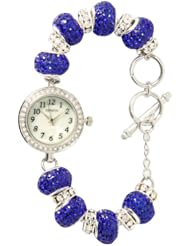 Charmed Spring Rhinestone Bead Bracelet Watch-Royal Blue!