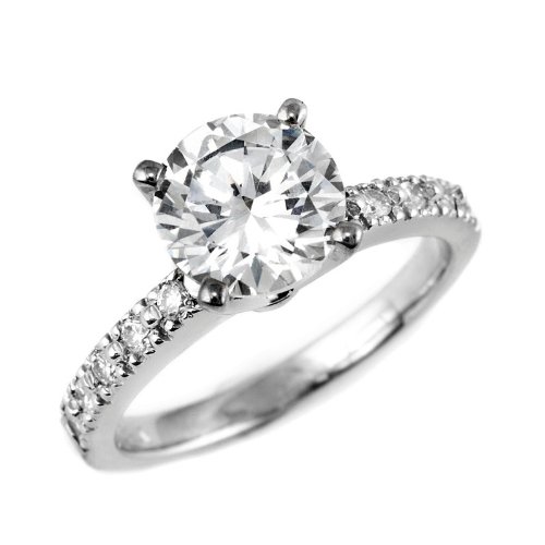 14k White Gold Engagement Band Round and Accents Diamond Ring (1 ctw, G Color, SI2 I1 Clarity) 41RY0DfGVEL 14k White Gold Engagement Band Round and Accents Diamond Ring (1 ctw, G Color, SI2 I1 Clarity)