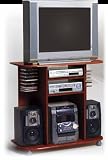 Review Cross Country Furniture  / BEAUTIFUL ROLLING TV STAND IN MAHOGANY FINISH