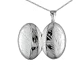 Sterling Silver Floral-Etched Oval Locket with Chain