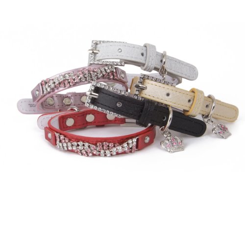 Puppy Angel Wavy Crystal Collar, M, Gold