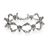 Eve's Addiction Sterling Silver Skull and Crossbones Bracelet- Skull Jewelry