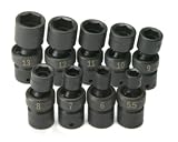 SK 32351 1/4-Inch Drive 6 Point Swivel Metric High Visibility Impact Socket Set 9 Piece