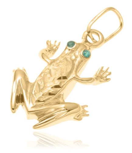 14k Yellow Gold Frog Charm